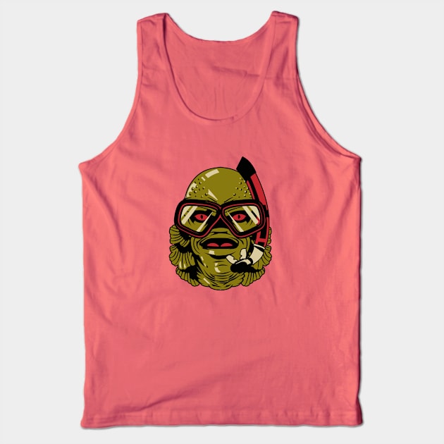 Funny Snorkling Swamp Monster Halloween Tank Top by SLAG_Creative